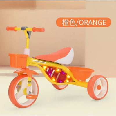 Kids Ride-on Tricycle With Front & Rear Baskets - Orange