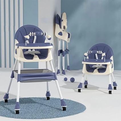 Multi-functional Foldable Baby High Dining Chair - Blue