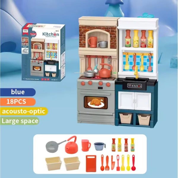 18Pcs Pretend Play Kids Mini Kitchen Set - Blue