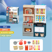 18Pcs Pretend Play Kids Mini Kitchen Set - Blue