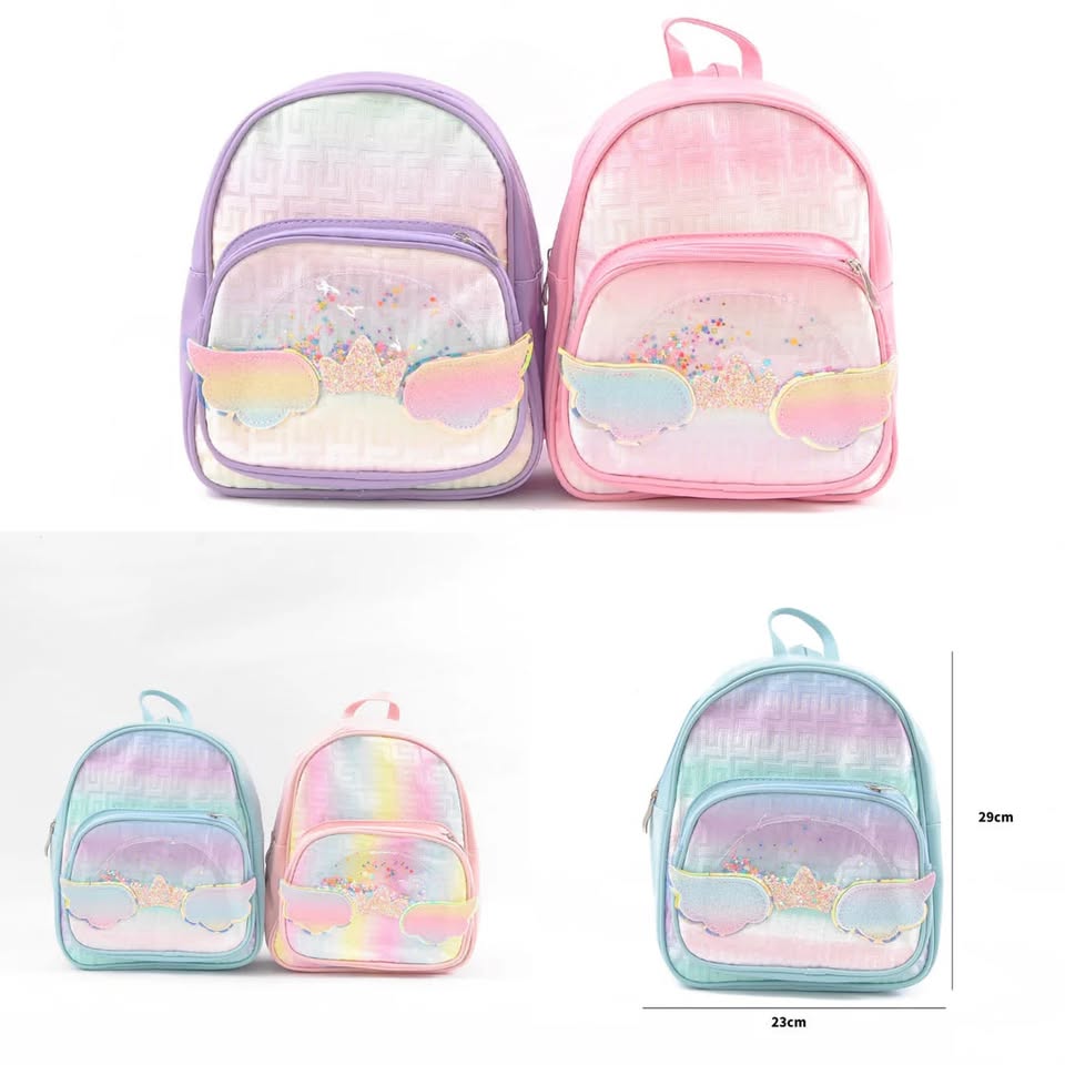 9* Inches Girls Fancy Fairy Wings Backpack