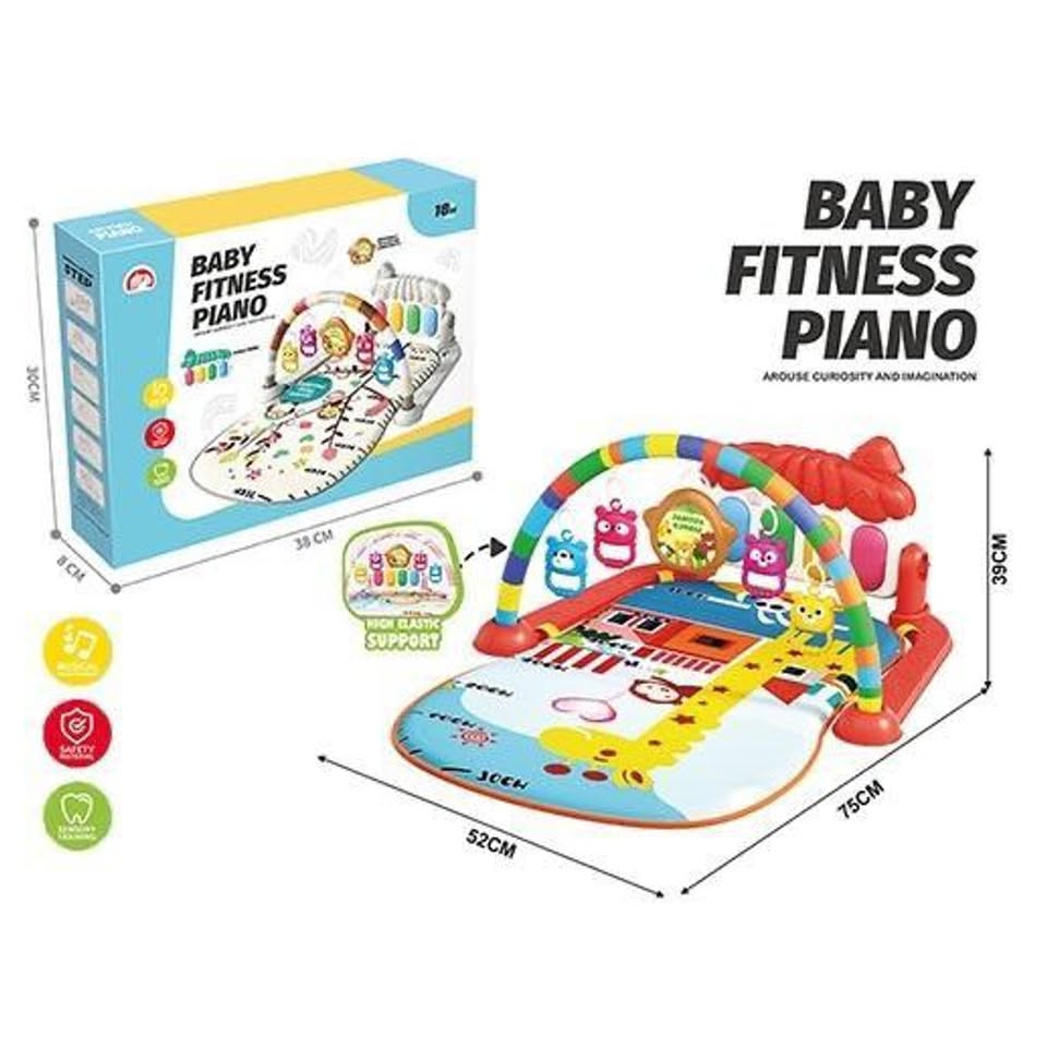 Baby Piano Play Gym With Hanging Rattles - Red