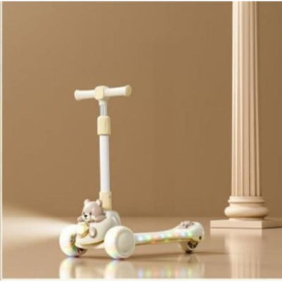 Bear Adjustable Height Kids Scooter With Light & Music - Beige