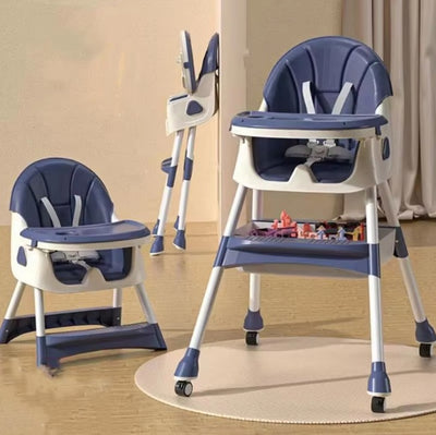 Multi-functional Foldable Baby High Dining Chair - Blue