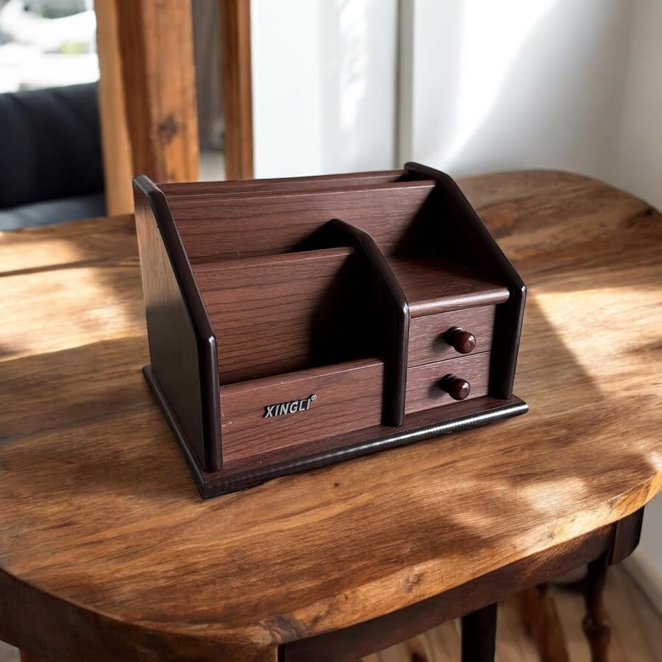 20cm Wooden Pen Holder With Draws