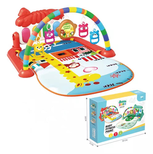 Baby Piano Play Gym With Hanging Rattles - Red