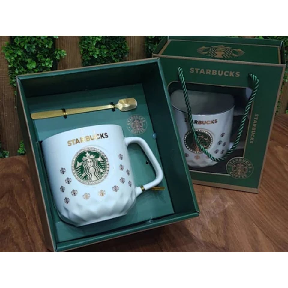 Starbucks Ceramic Coffee Mug With Spoon