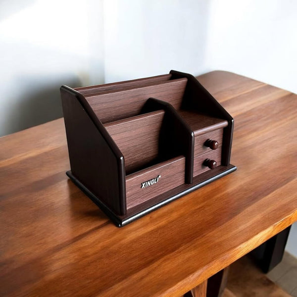 20cm Wooden Pen Holder With Draws