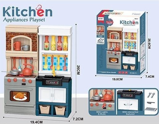18Pcs Pretend Play Kids Mini Kitchen Set - Blue
