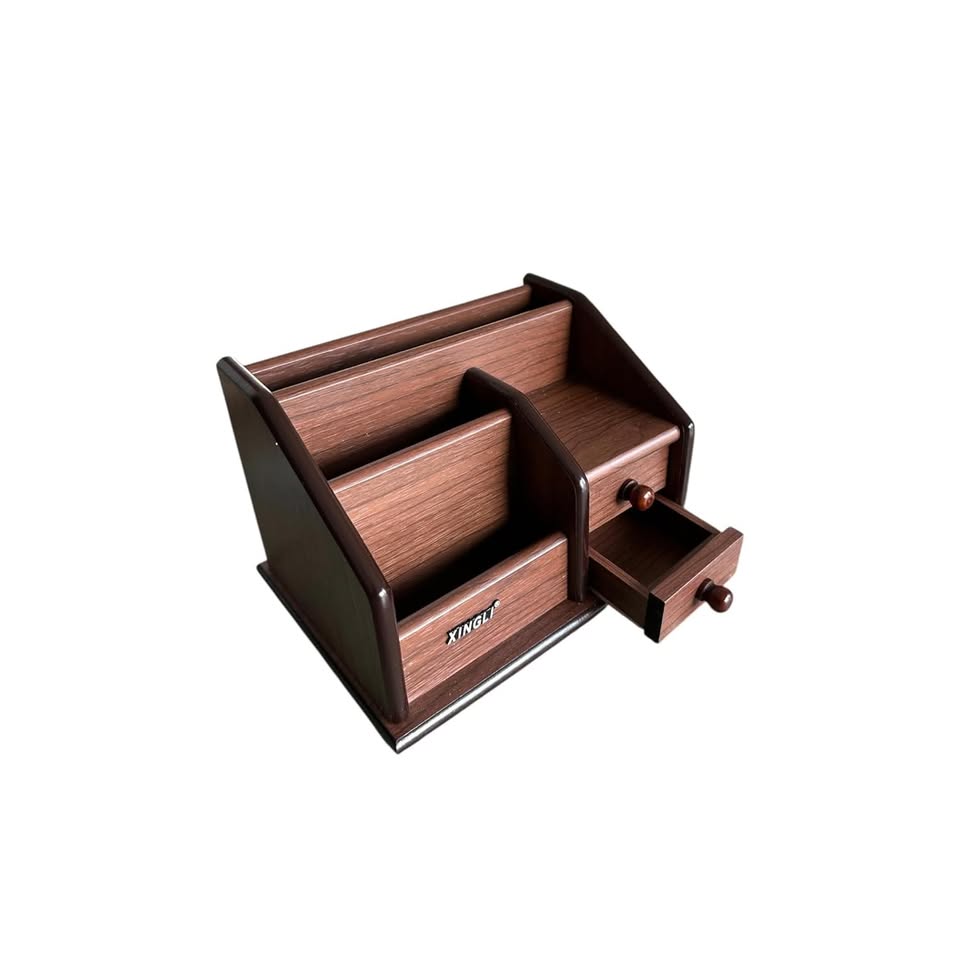 20cm Wooden Pen Holder With Draws