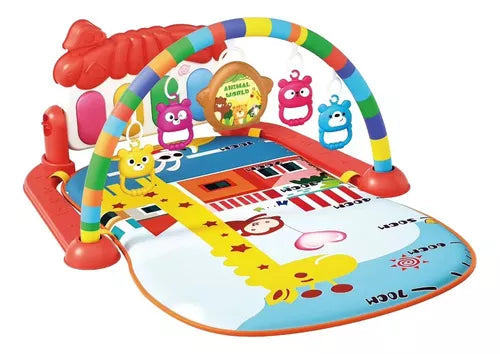 Baby Piano Play Gym With Hanging Rattles - Red
