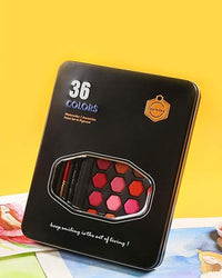 36Pcs Solid Water Colors Tin Box