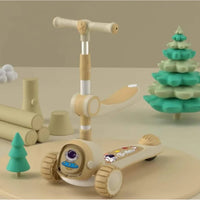 Spaceman Adjustable Height Kids Scooter With Light & Music - Beige