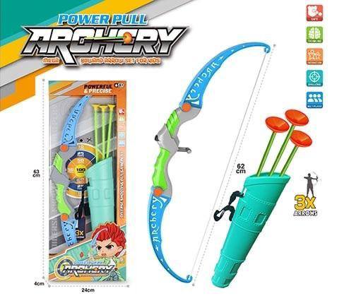 Kids Power Pull Archery Set With 3Pcs Arrows
