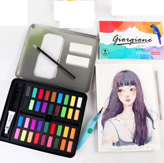 Giorgione 36Pcs Solid Water Colors Tin Box