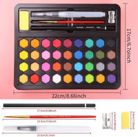 36Pcs Solid Water Colors Tin Box