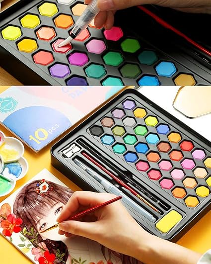 36Pcs Solid Water Colors Tin Box