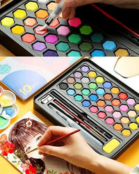 36Pcs Solid Water Colors Tin Box