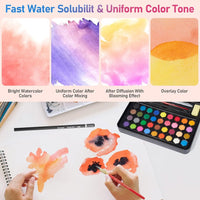 36Pcs Solid Water Colors Tin Box