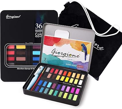 Giorgione 36Pcs Solid Water Colors Tin Box