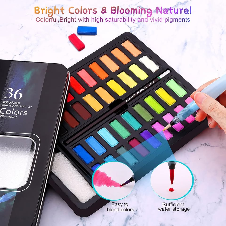 Giorgione 36Pcs Solid Water Colors Tin Box
