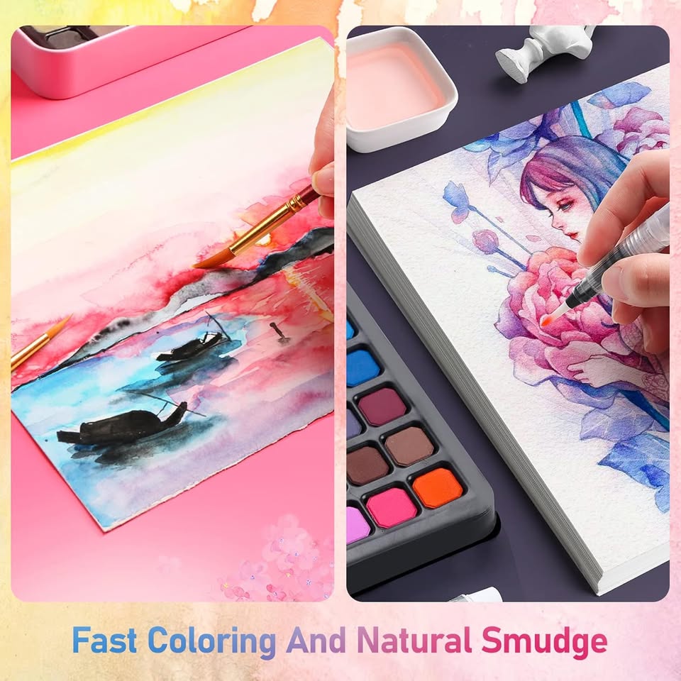 36Pcs Solid Water Colors Tin Box