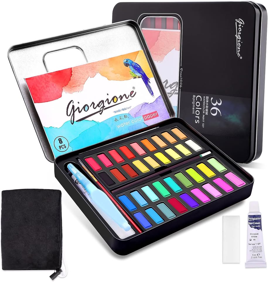 Giorgione 36Pcs Solid Water Colors Tin Box