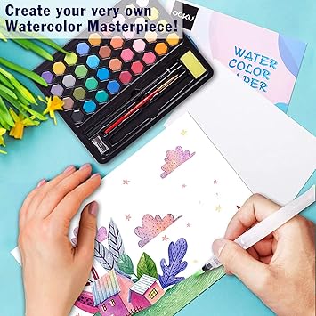 36Pcs Solid Water Colors Tin Box