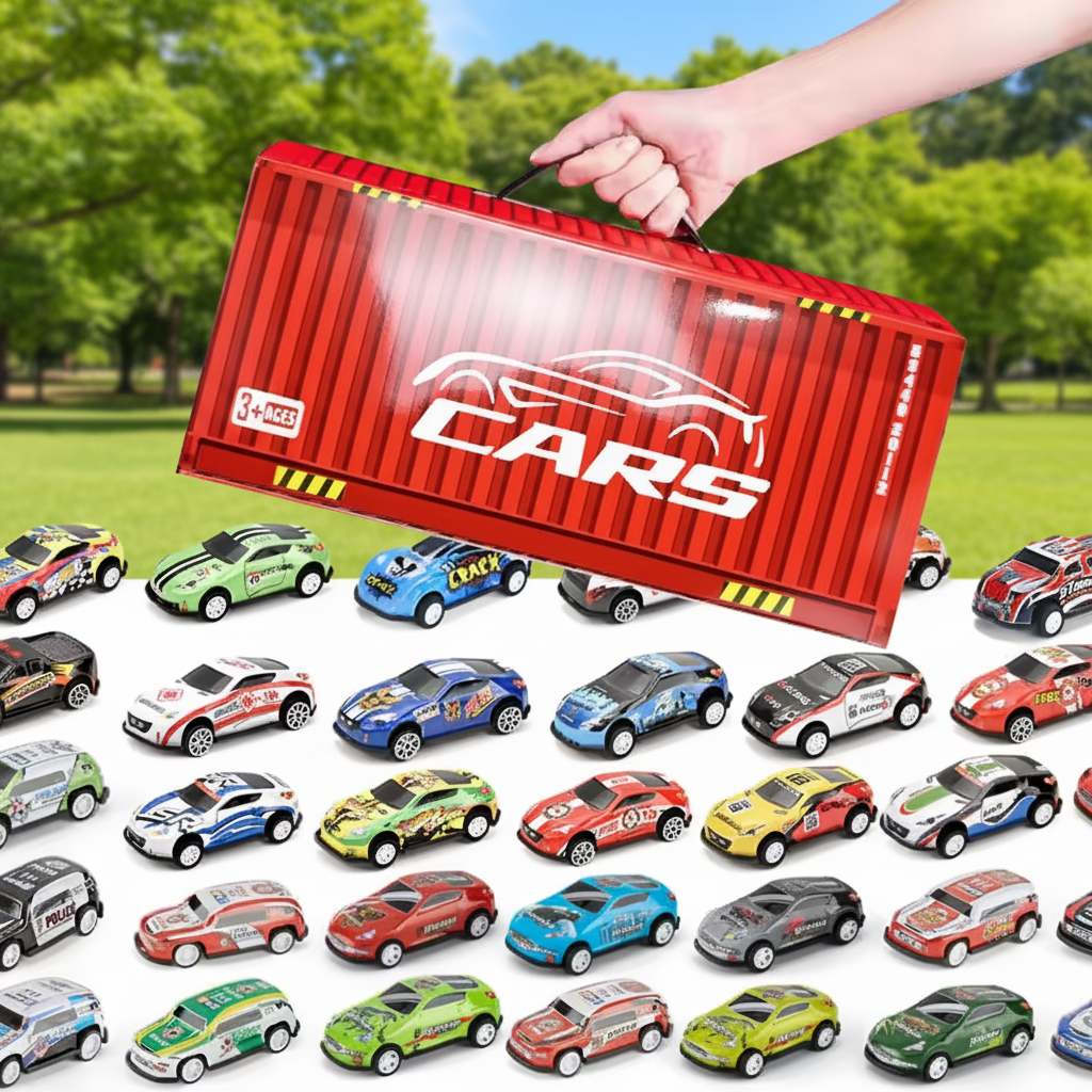 48Pcs Mini ABS Inertial Container Box Cars Set