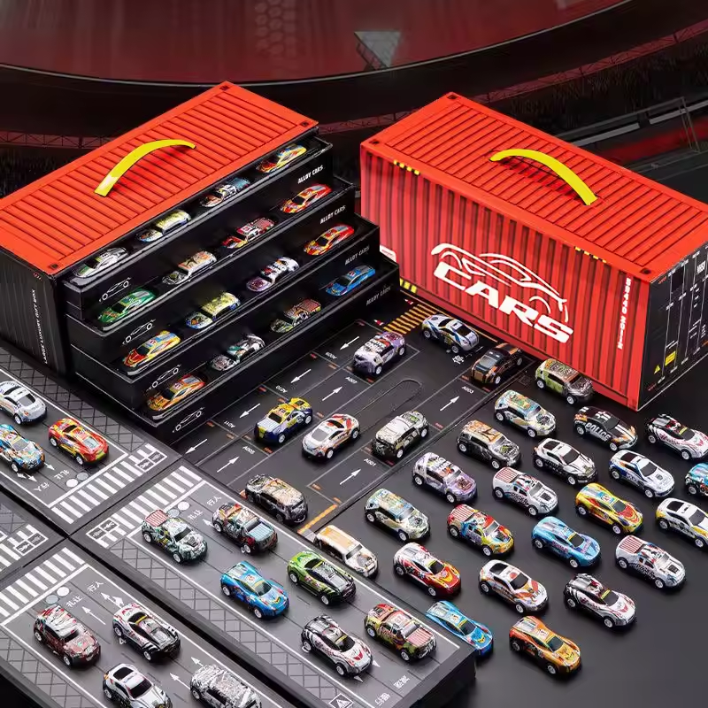 48Pcs Mini ABS Inertial Container Box Cars Set