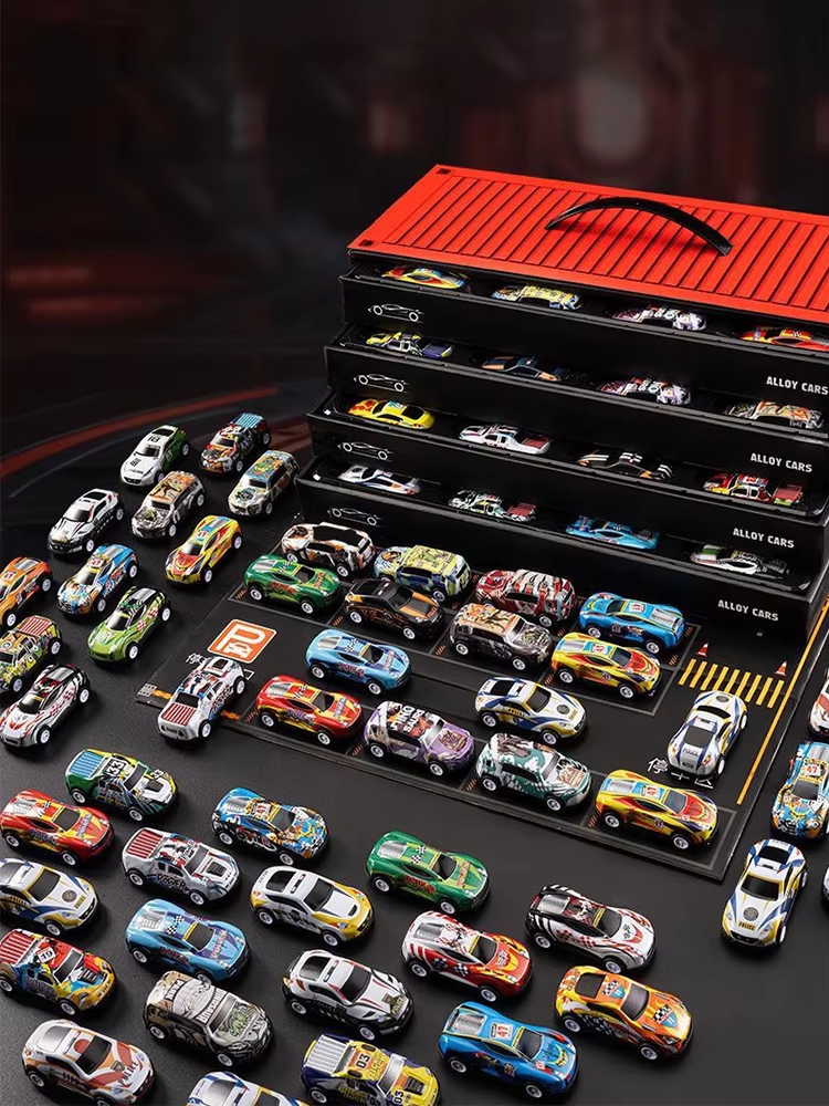 48Pcs Mini ABS Inertial Container Box Cars Set