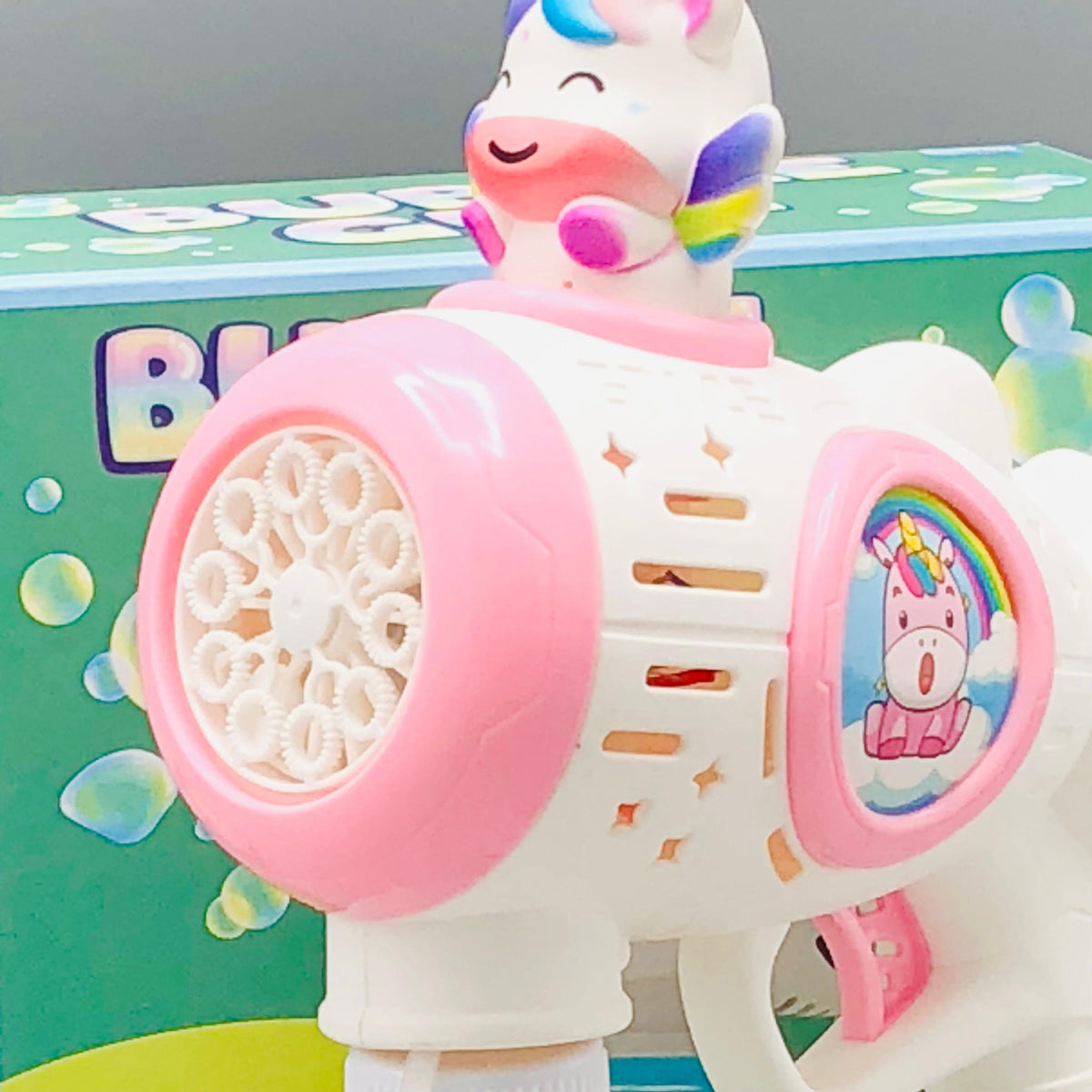 10 Holes Electric Unicorn Colorful Bubble Gun
