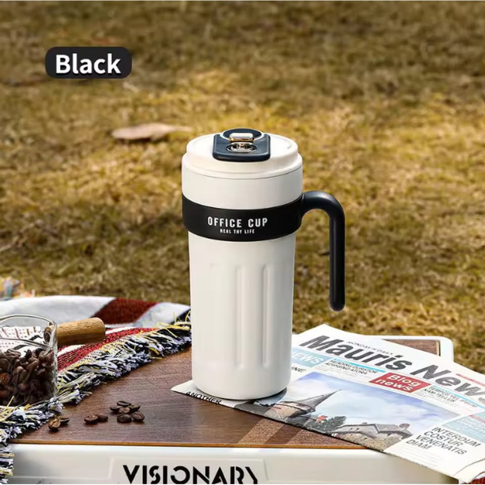 650ml Stainless Steel Temperature Display Coffee Cup - Black
