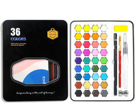 36Pcs Solid Water Colors Tin Box