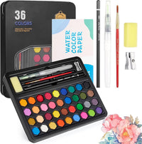 36Pcs Solid Water Colors Tin Box