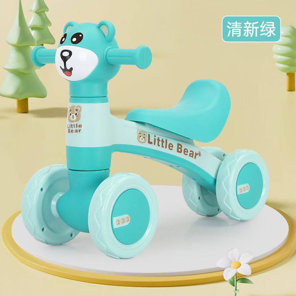 Bear Ride-on Baby Foot To Floor Balance Bike - Green