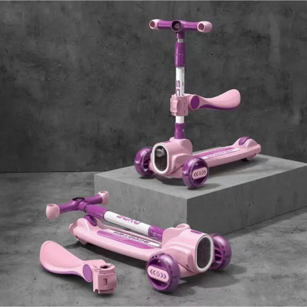 3in1 Kids Foldable Scooter With Light & Music - Purple