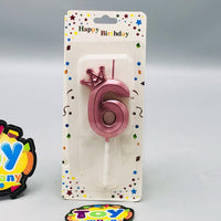 Number 6 Crown Designed Birthday Candle