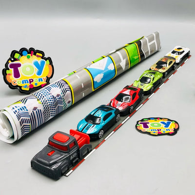 5Pcs Mini Alloy Cars With Road Map & Launcher