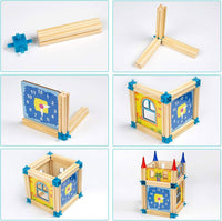 128Pcs Wooden Architecture Castle Building Blocks