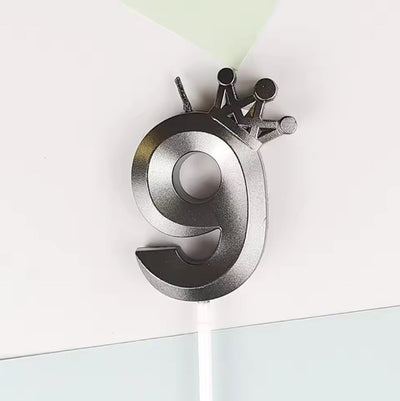 Number 9 Crown Designed Birthday Candle