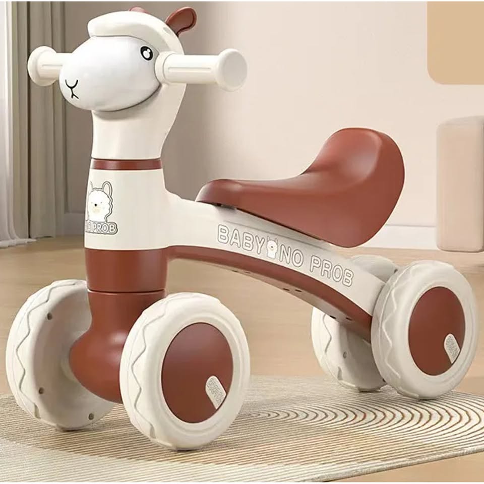 Alpaca Ride-on Baby Foot To Floor Balance Bike - Brown