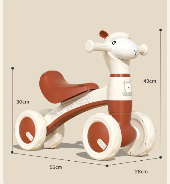 Alpaca Ride-on Baby Foot To Floor Balance Bike - Brown