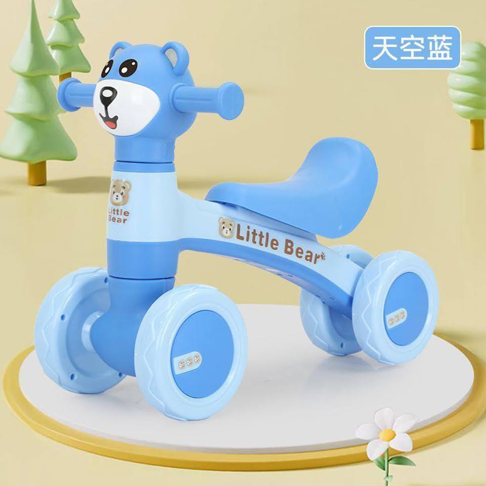 Bear Ride-on Baby Foot To Floor Balance Bike - Blue