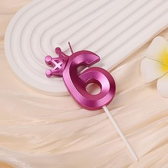 Number 6 Crown Designed Birthday Candle