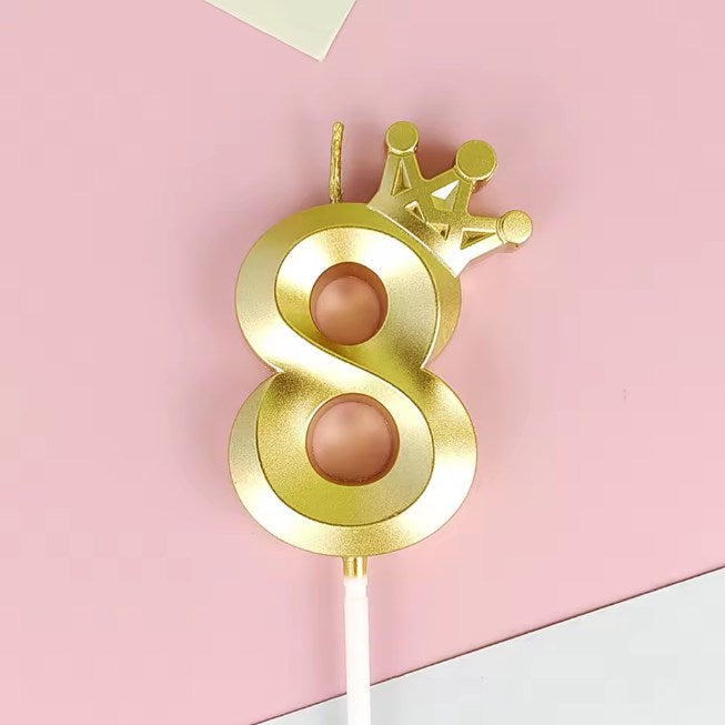 Number 8 Crown Designed Birthday Candle