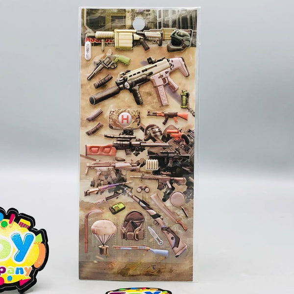 3D Assault Rifle Themed Sticker - 1Pc