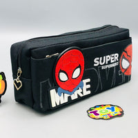 Premium Super Hero Themed 3 Zips Kids Pencil Pouch