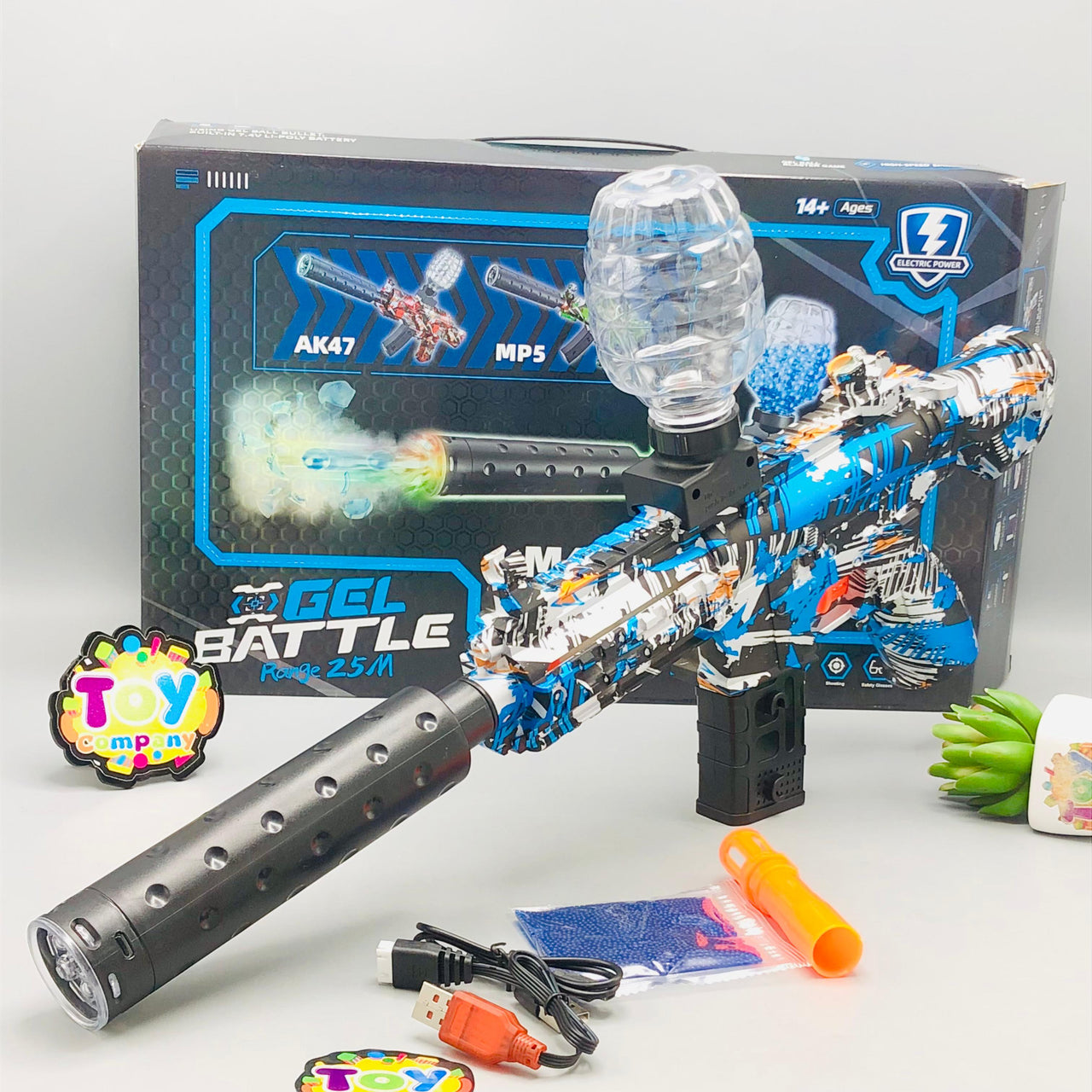 Electric M416 Gel Blaster Gun With Colorful Light Silencer