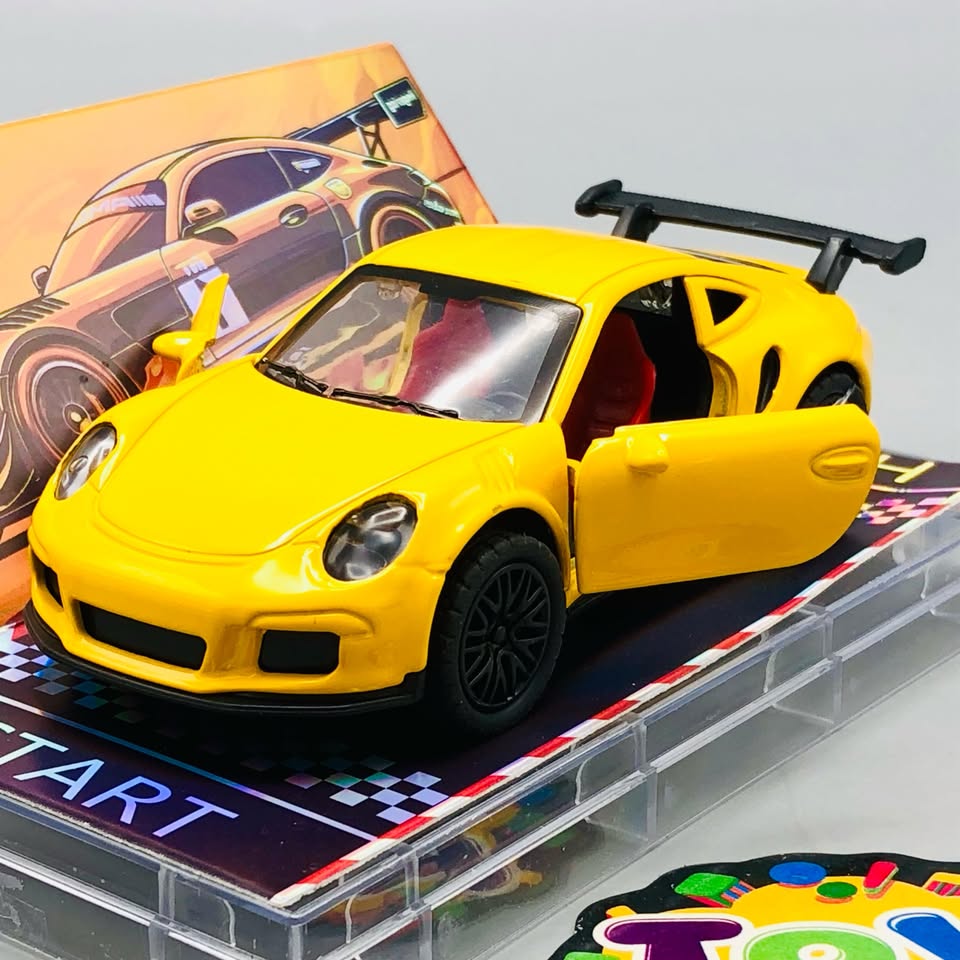 1:64 Diecast Porsche With Acrylic Display Box - Yellow